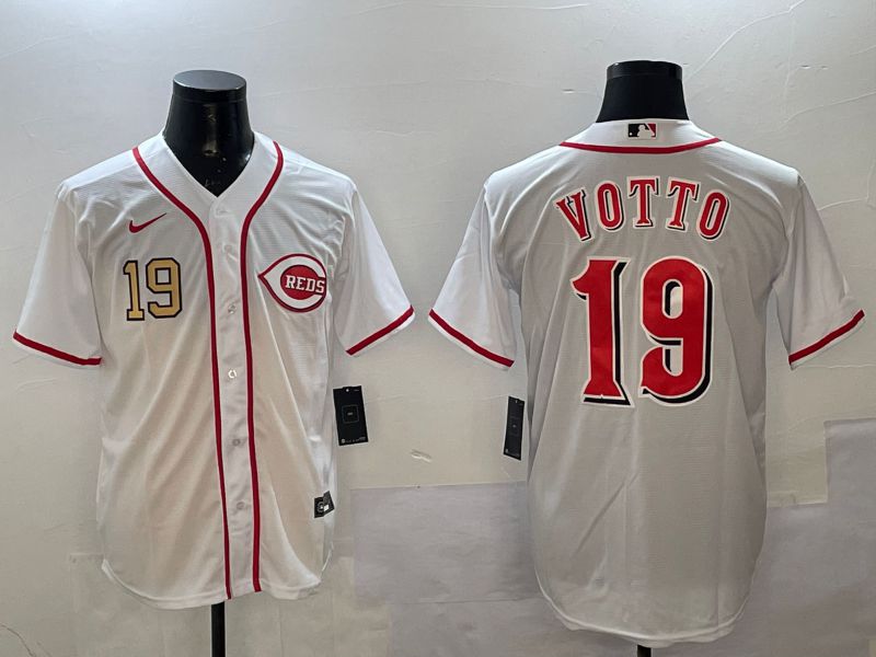 Men Cincinnati Reds #19 Votto White Game Nike 2025 MLB Jersey style 2->cincinnati reds->MLB Jersey